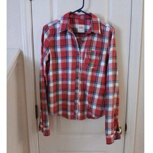 Y2K Vintage Hollister Tartan Plaid Flannel Button Up Shirt Sz M Preppy Coastal